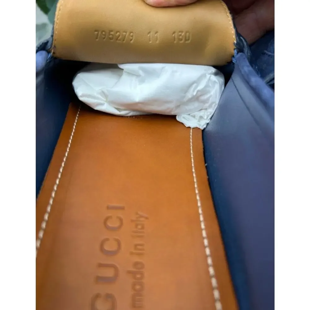 Men's Gucci blue suede GG embossed Driver loafer size 11 fits 11.5 made Italy - Picture 9 of 10